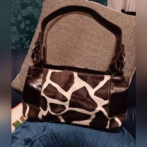 Y2k Aninal Print Nine West Brown and Cream Shoulder Bag